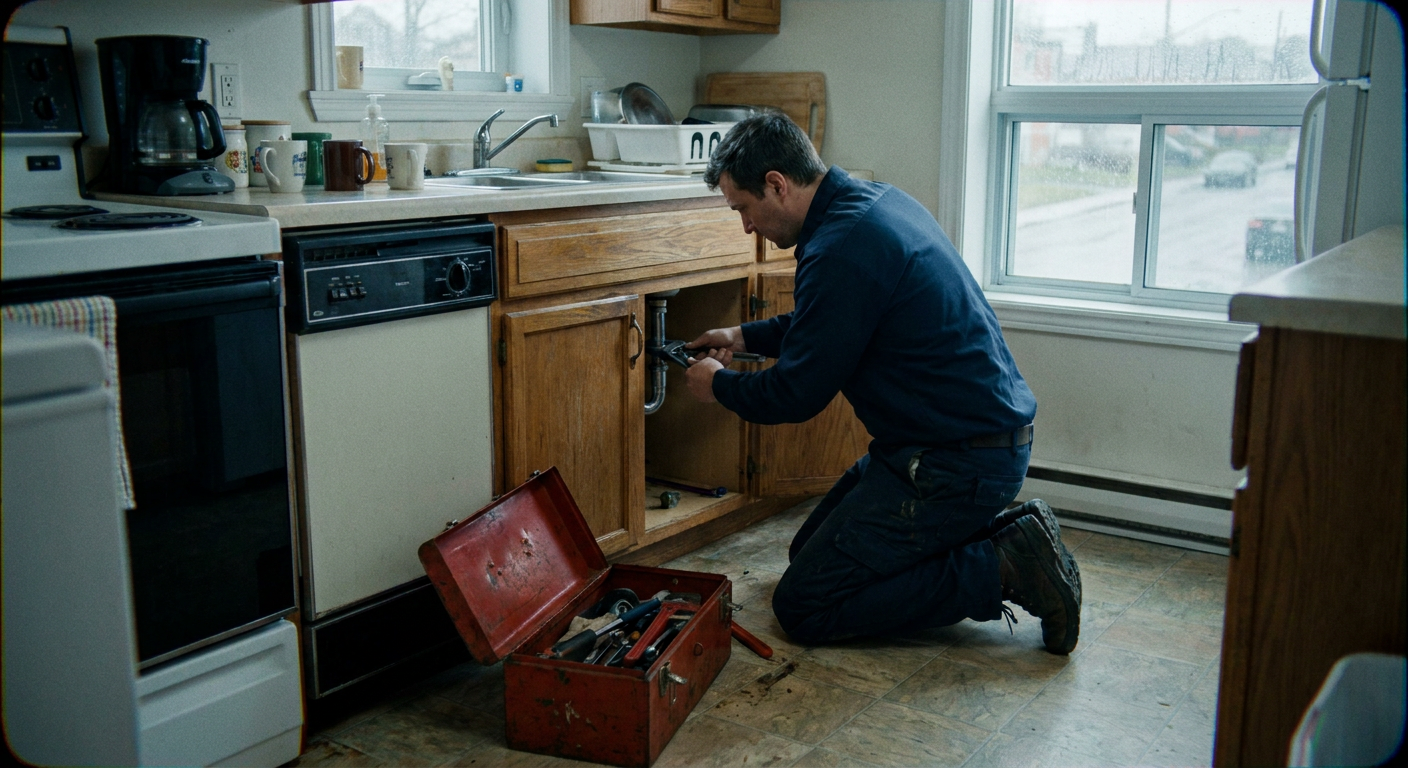 Technicien de Plomberie M.M.J. sur un chantier résidentiel